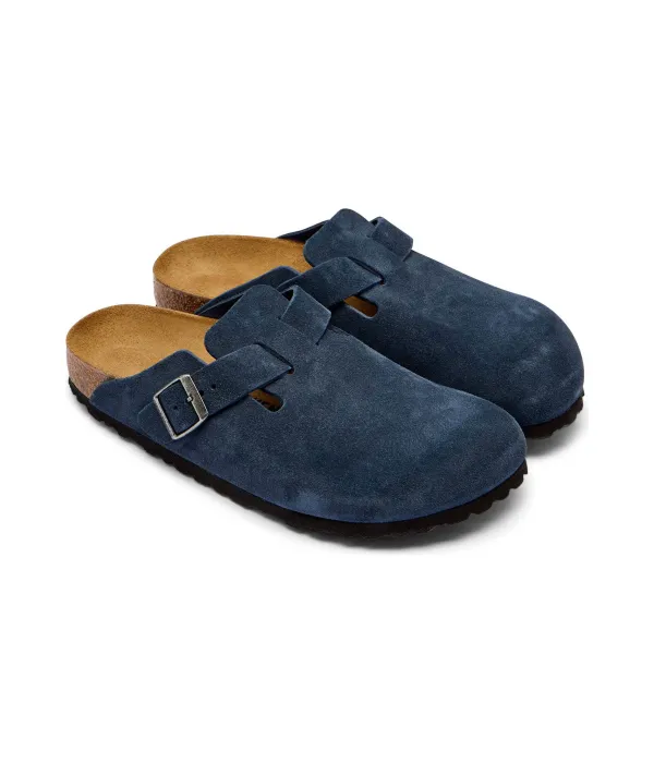 Бостонские мюли с кожаными сандалиями Narrow fit Birkenstock, синий — фото 3