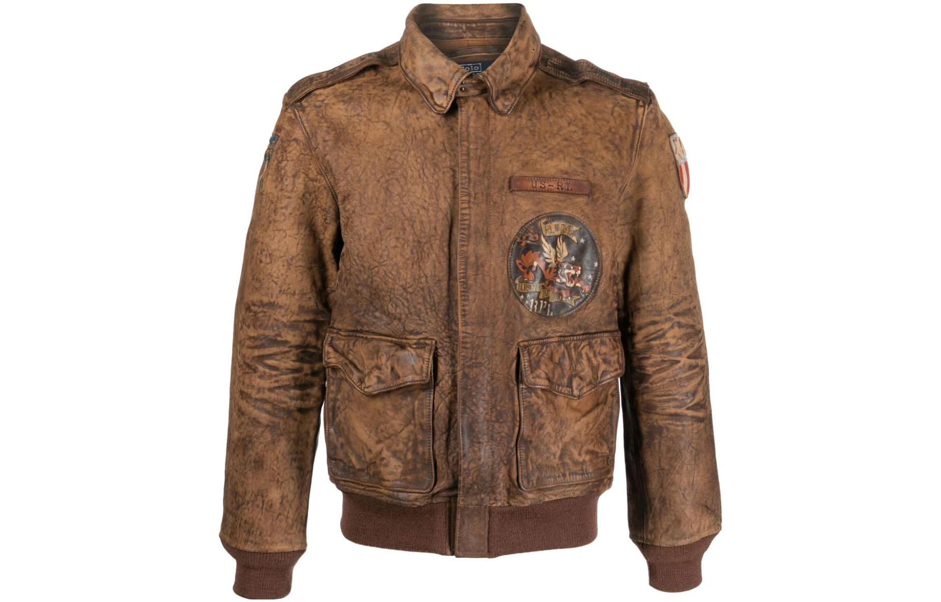 Polo Ralph Lauren Кожаная куртка, Rusty Brown — фото 3