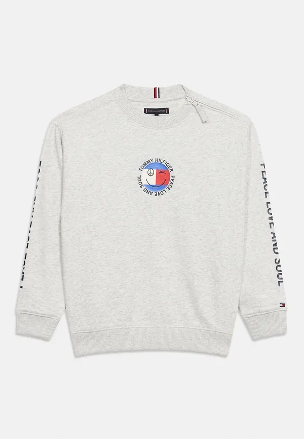 Толстовка Tommy Hilfiger Adaptive Smiley Flag Logo Terry Sweatshirt, светло-серый меланж