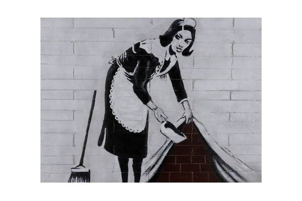 

Акриловая картина ручной работы KUNSTLOFT Banksy's Housemaid цвет schwarz/braun/weiß