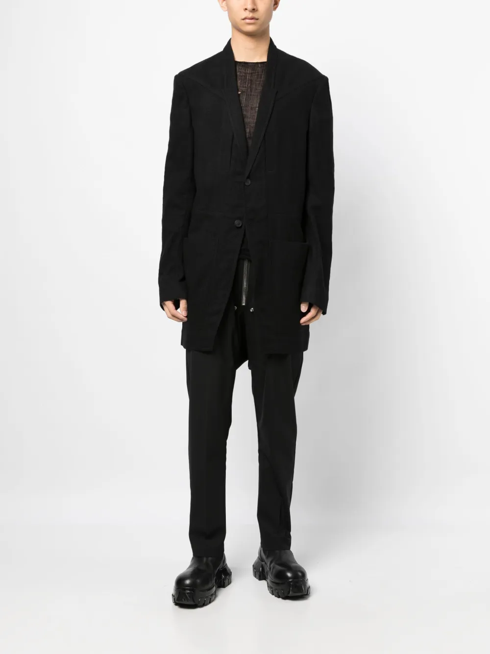 Шерстяной однобортный пиджак Rick Owens, черный — фото 2