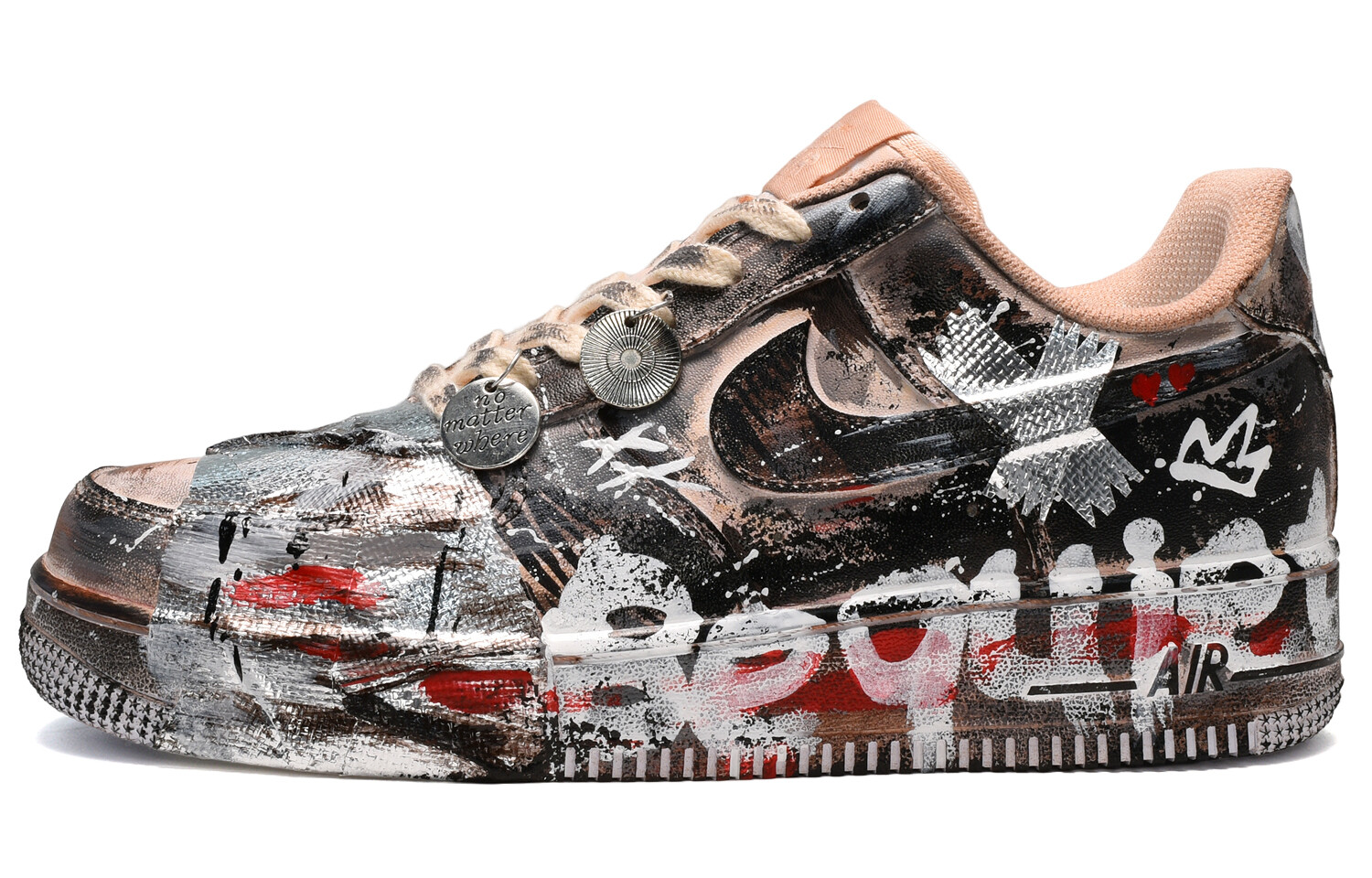 

Кроссовки Nike Air Force 1 Skateboard Shoes Men Low-Top Black White Red