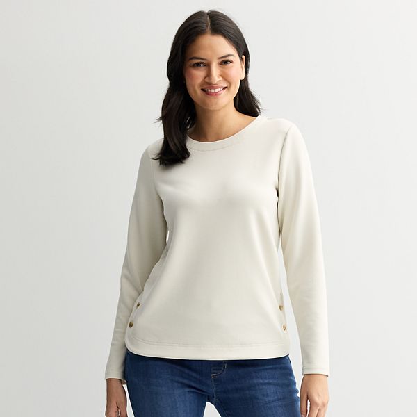 

Свитшот с круглым вырезом и пуговицами Croft & Barrow, Graceful Beige