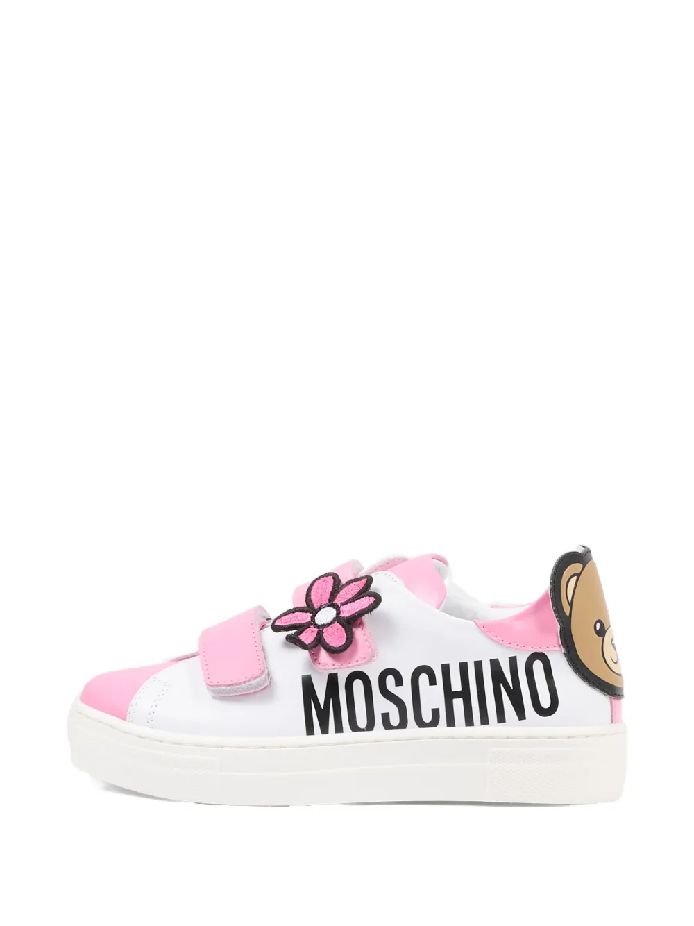 Кроссовки с ремешком и аппликацией в виде цветов Moschino Kids, белый — фото 3