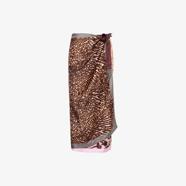 

Юбка миди из шелка с принтом в стиле wrap Dries Van Noten, коричневый