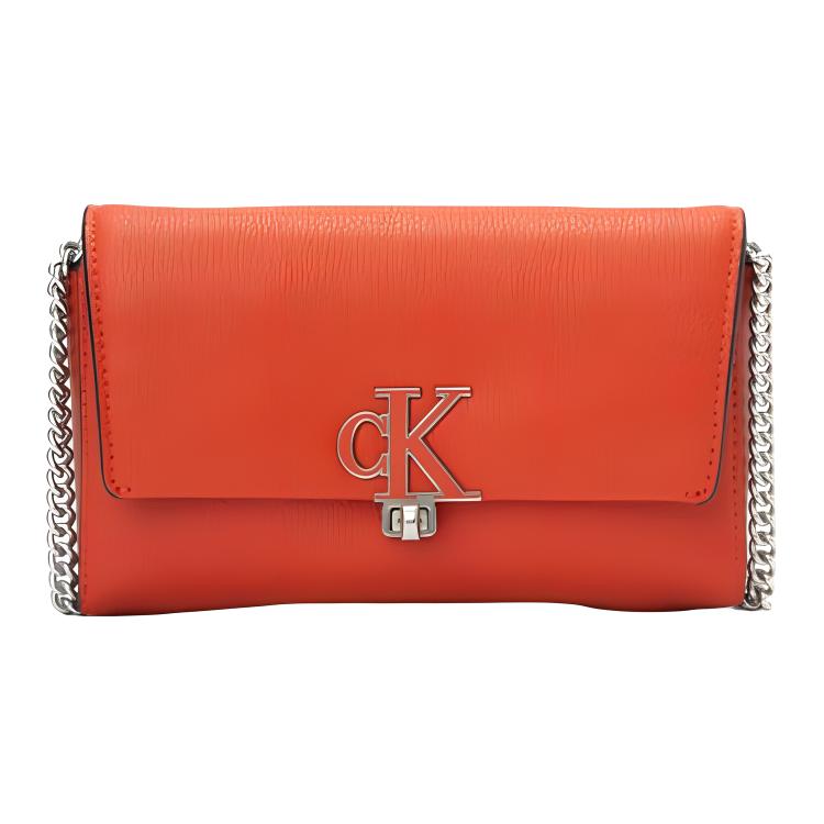 

Calvin Klein Плечевая сумка из ПВХ маленькая женская оранжево-красная, Orange Red