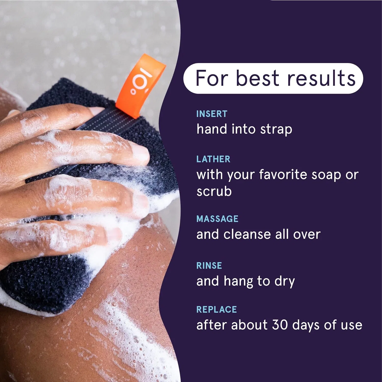 Отшелушивающая мочалка Cleanlogic Detoxify с древесным углем, 3 шт. Cleanlogic — фото 4