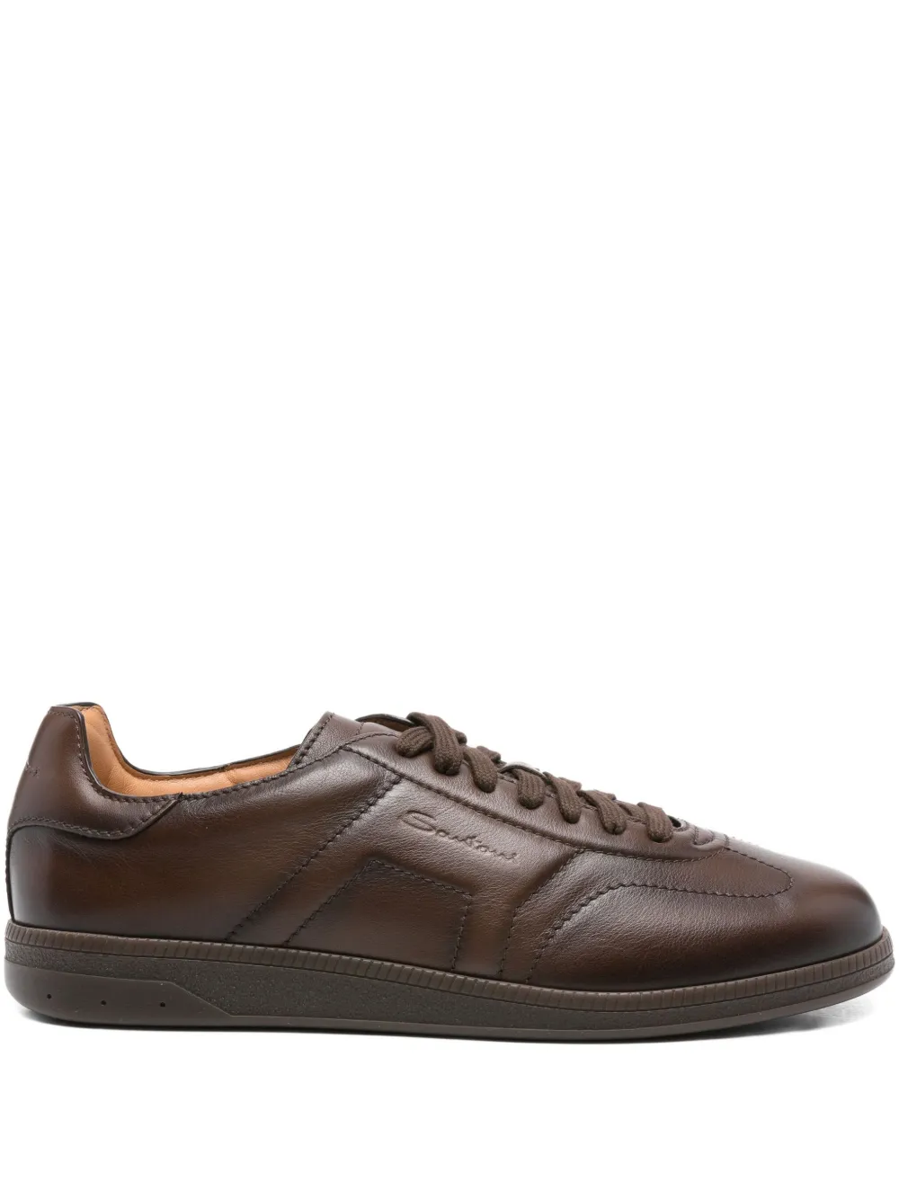 

Кроссовки Oly из кожи на шнуровке Santoni, коричневый