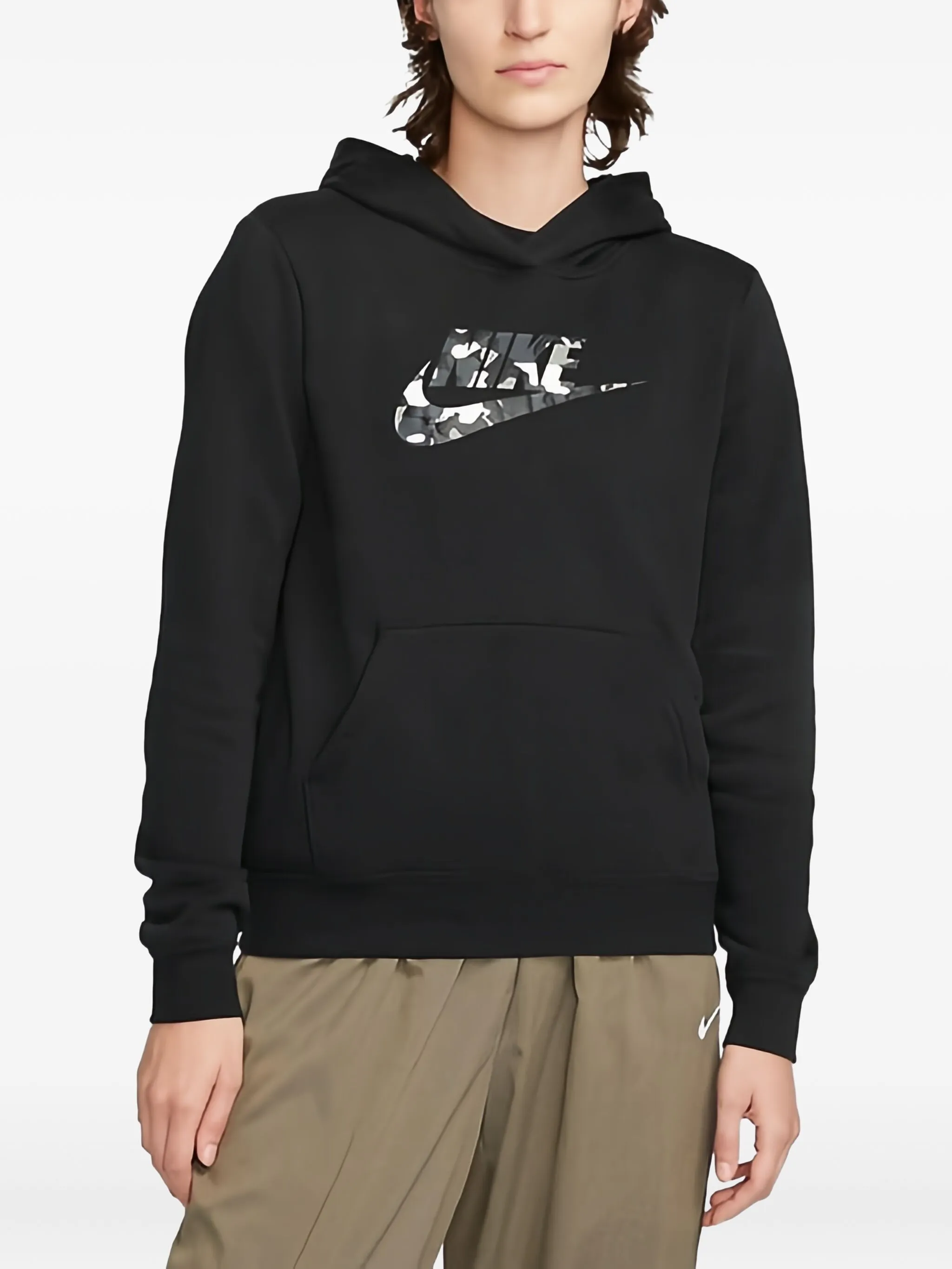 

Худи с камуфляжным логотипом Nike, черный