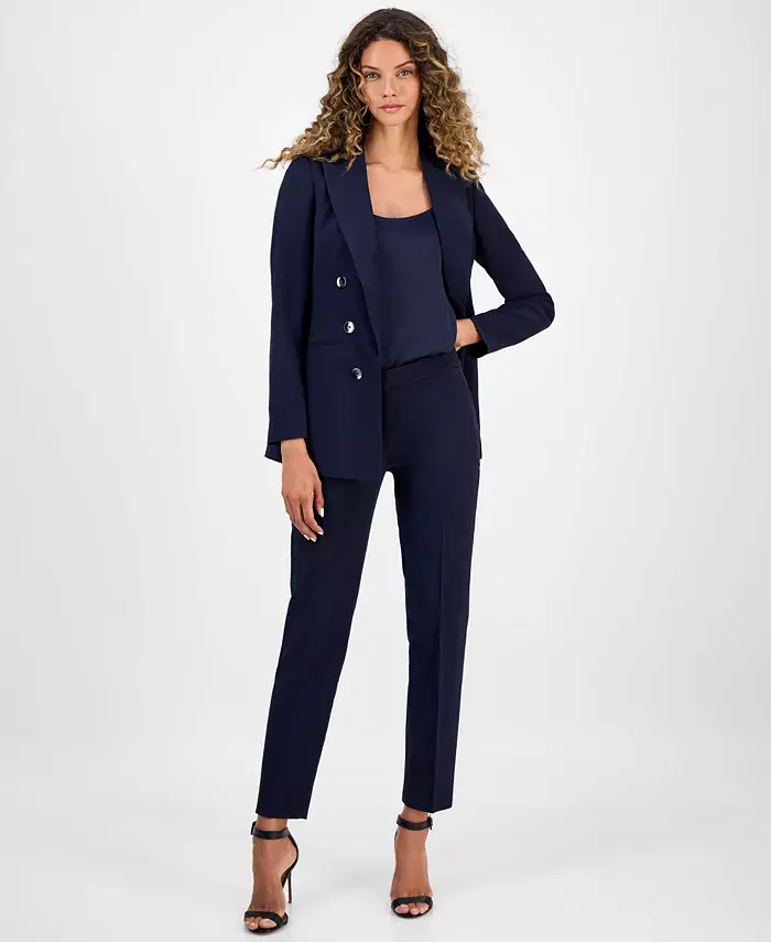 

Женский Faux Double-Breasted Boyfriend Jacket, Satin Scoop-Neck Camisole и Straight-Leg Dress Pants Bar Iii, белый