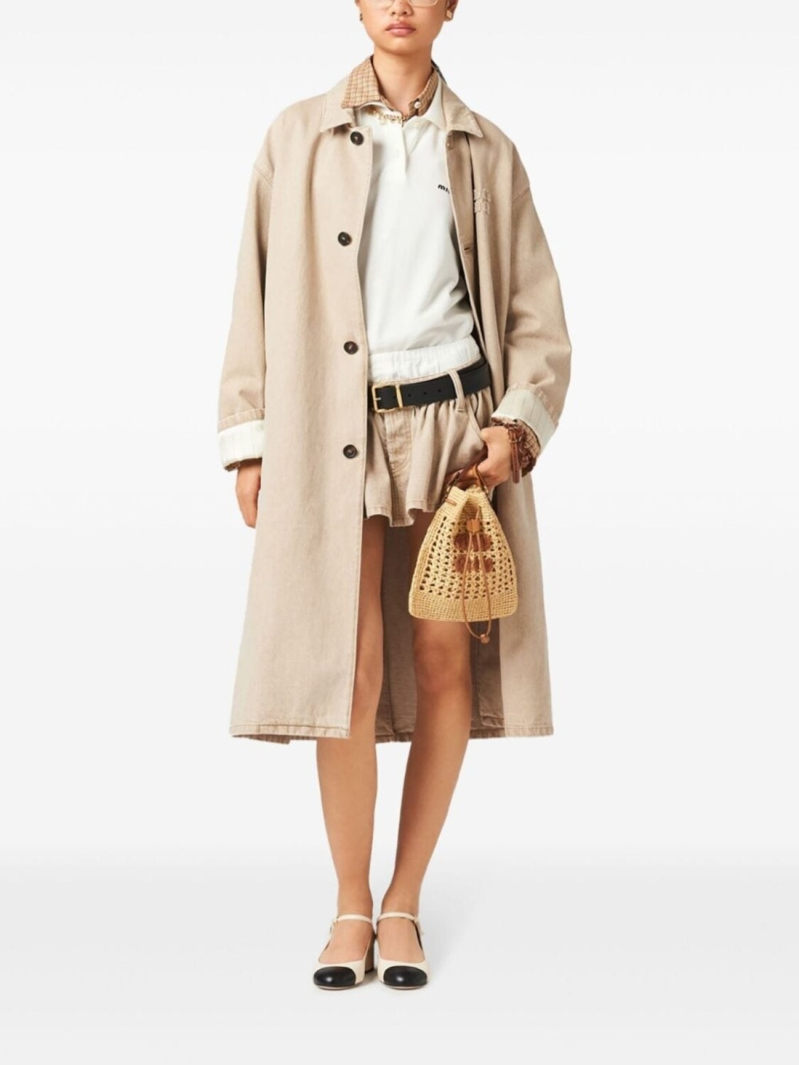 

Miu Miu однобортное пальто, нейтральный цвет