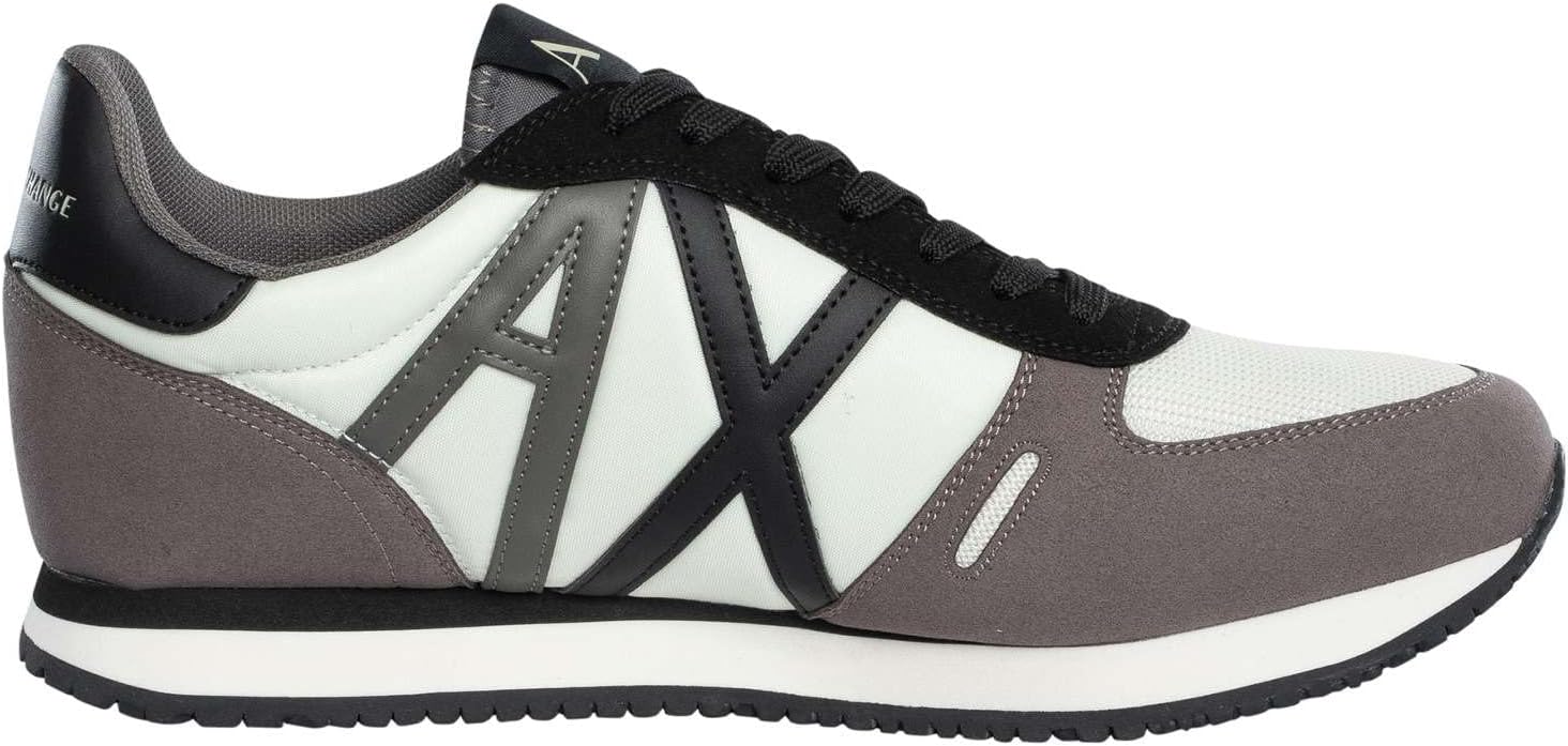 Мужские кроссовки AX Armani Exchange из текстурированной замши и сетки с логотипом, белый/серый/светло-белый — фото 3