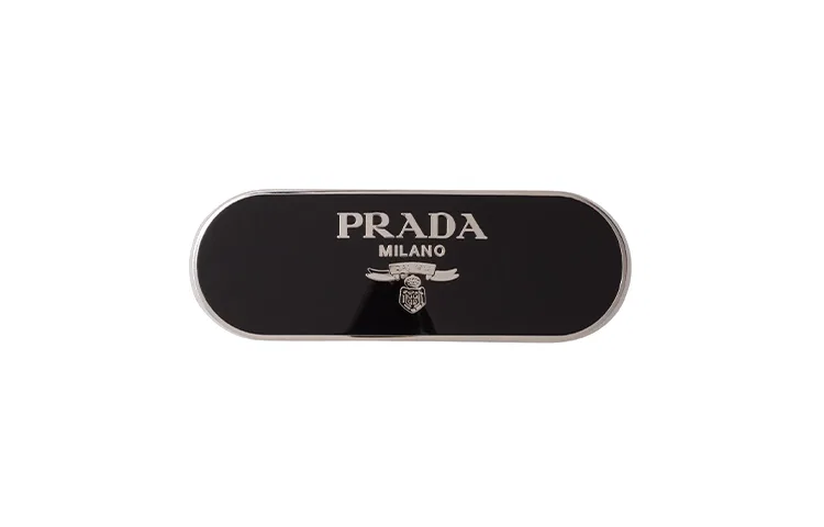 Заколка для волос с логотипом PRADA черная