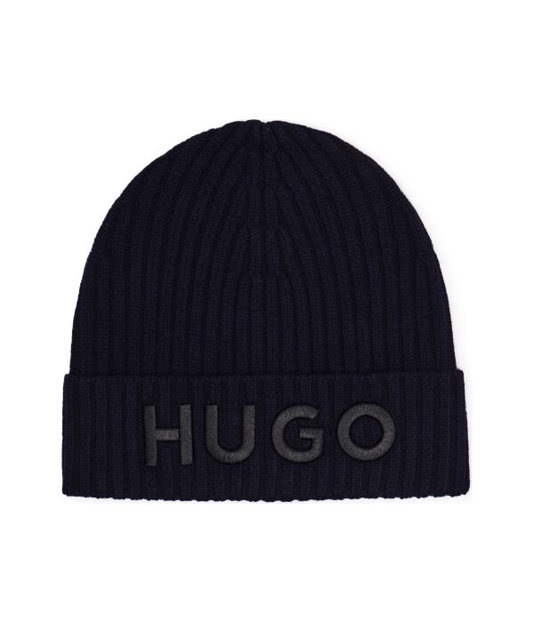 

Шапка мужская Hugo шерстяная с логотипом бренда, синий