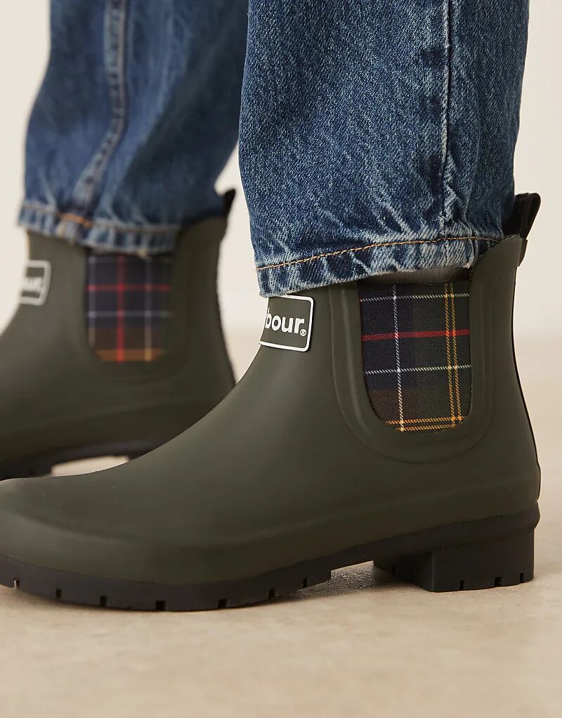 Сапоги Barbour Kingham Chelsea Welly оливково-зеленого цвета — фото 3