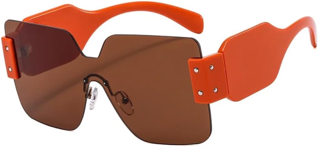 

Винтажные солнцезащитные очки без оправы квадратной формы для женщин и мужчин, с широкими дужками, в крупной оправе, защита от УФ-излучения UV400, класса люкс UATXTAU, Orange