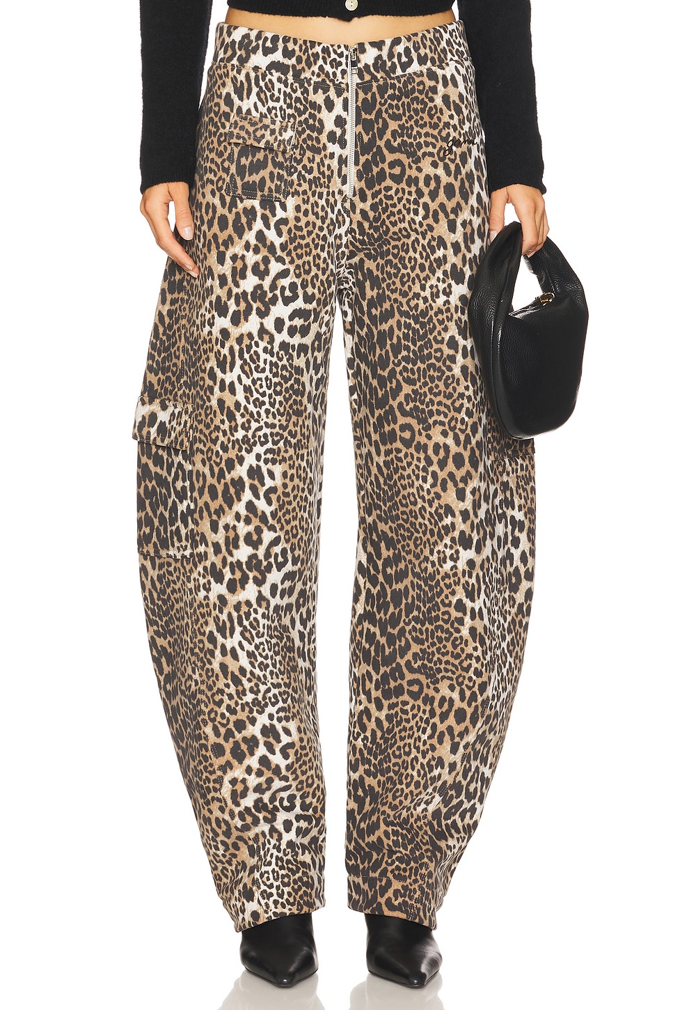 

Тяжелые флисовые штаны Ganni, leopard