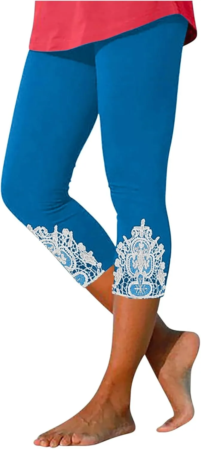 

Женские капри леггинсы с кружевной строчкой