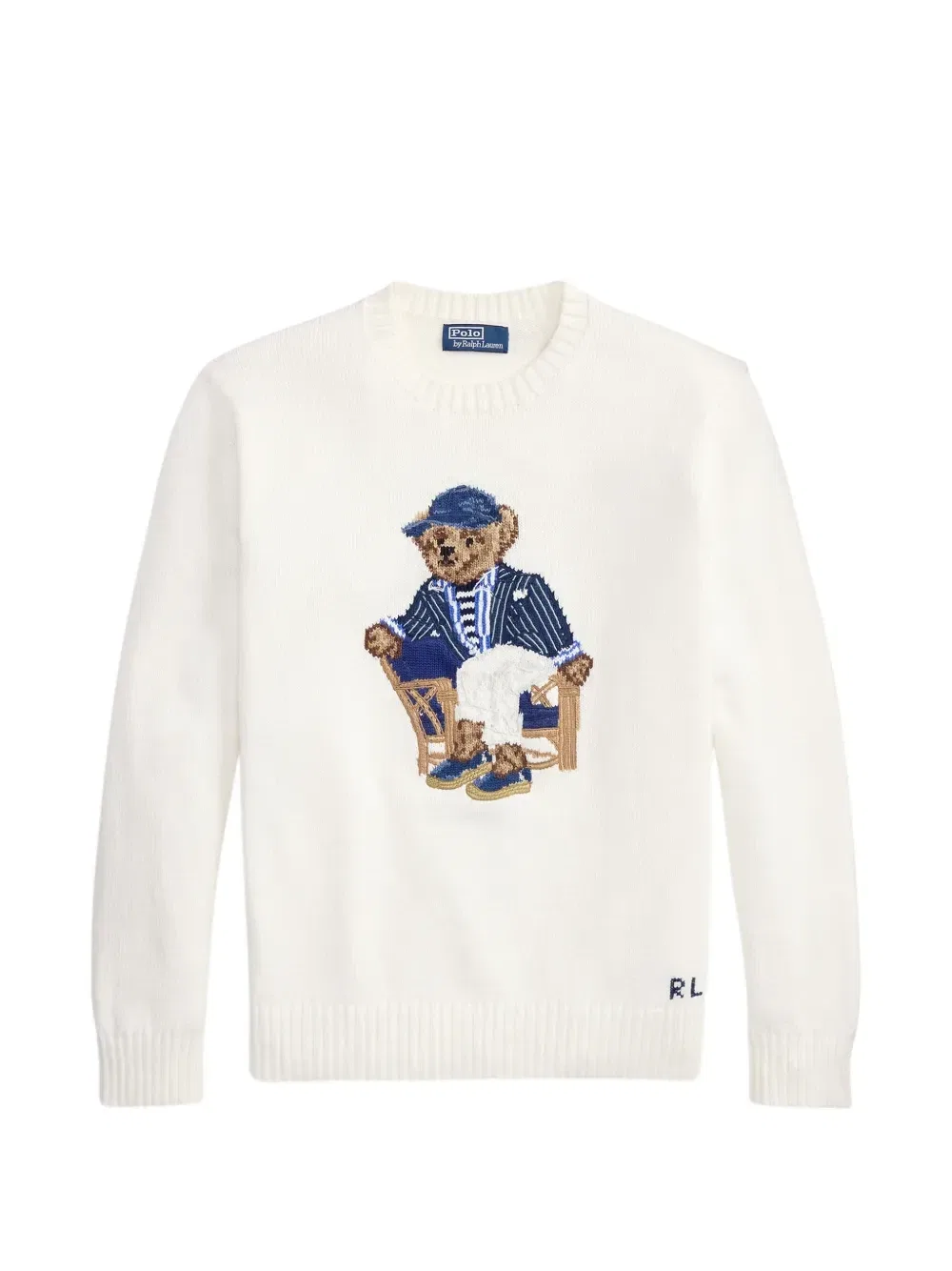 Свитер с интарсией и медведем Polo POLO RALPH LAUREN, белый