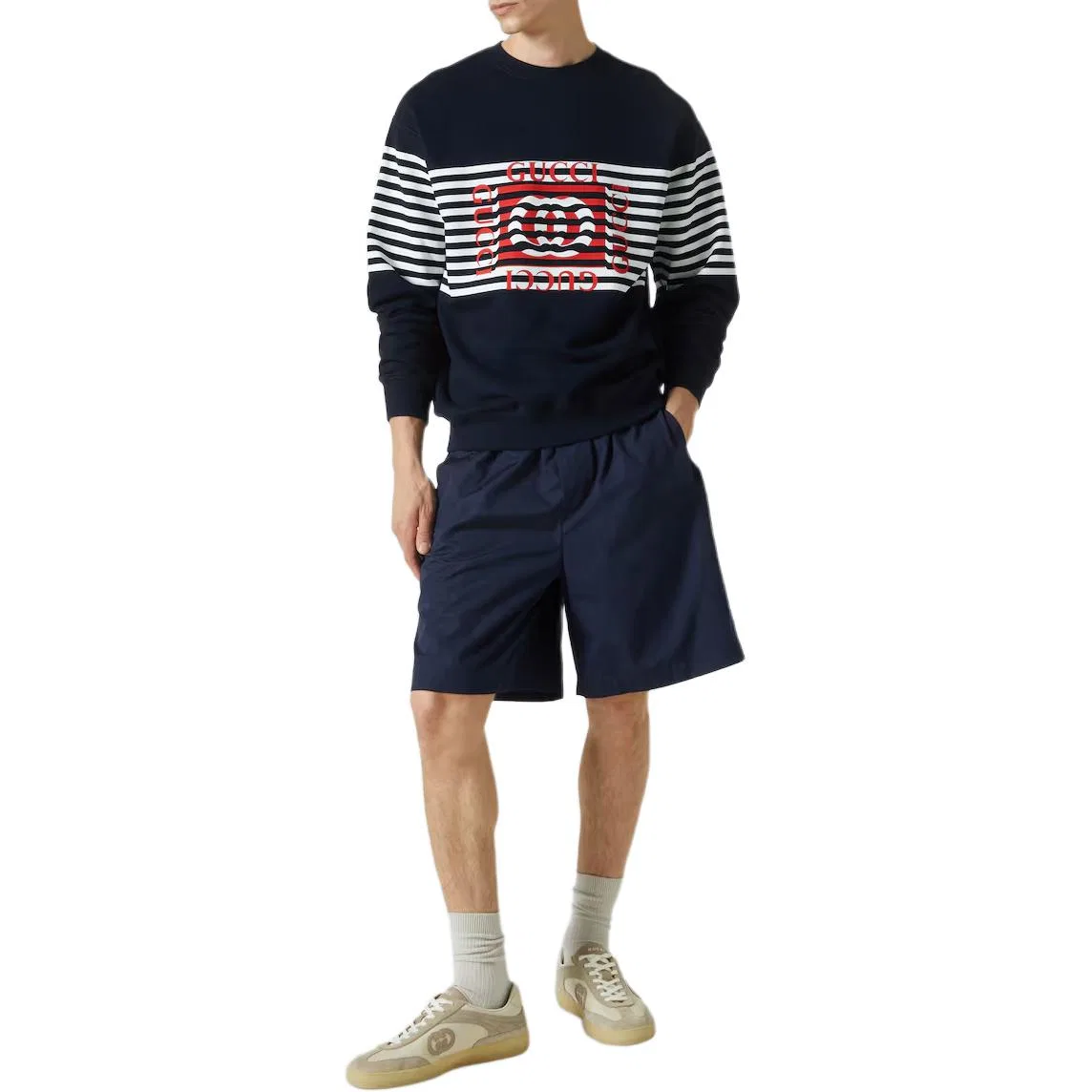 Свитшот из хлопкового джерси с принтом GUCCI, Marine Blue — фото 3