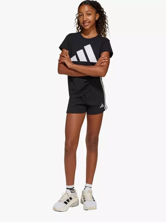Детские классические шорты в три полоски, черно-белые adidas — фото 3