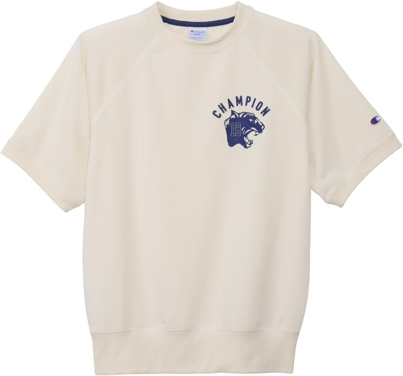 

Мужская толстовка Champion из махровой ткани Tech Weave с коротким рукавом и круглым вырезом, C3-DG001, короткий рукав, эластичная, защита от УФ-излучения, быстросохнущая, с графическим логотипом, кремовый, Бежевый, Мужская толстовка Champion из махровой 