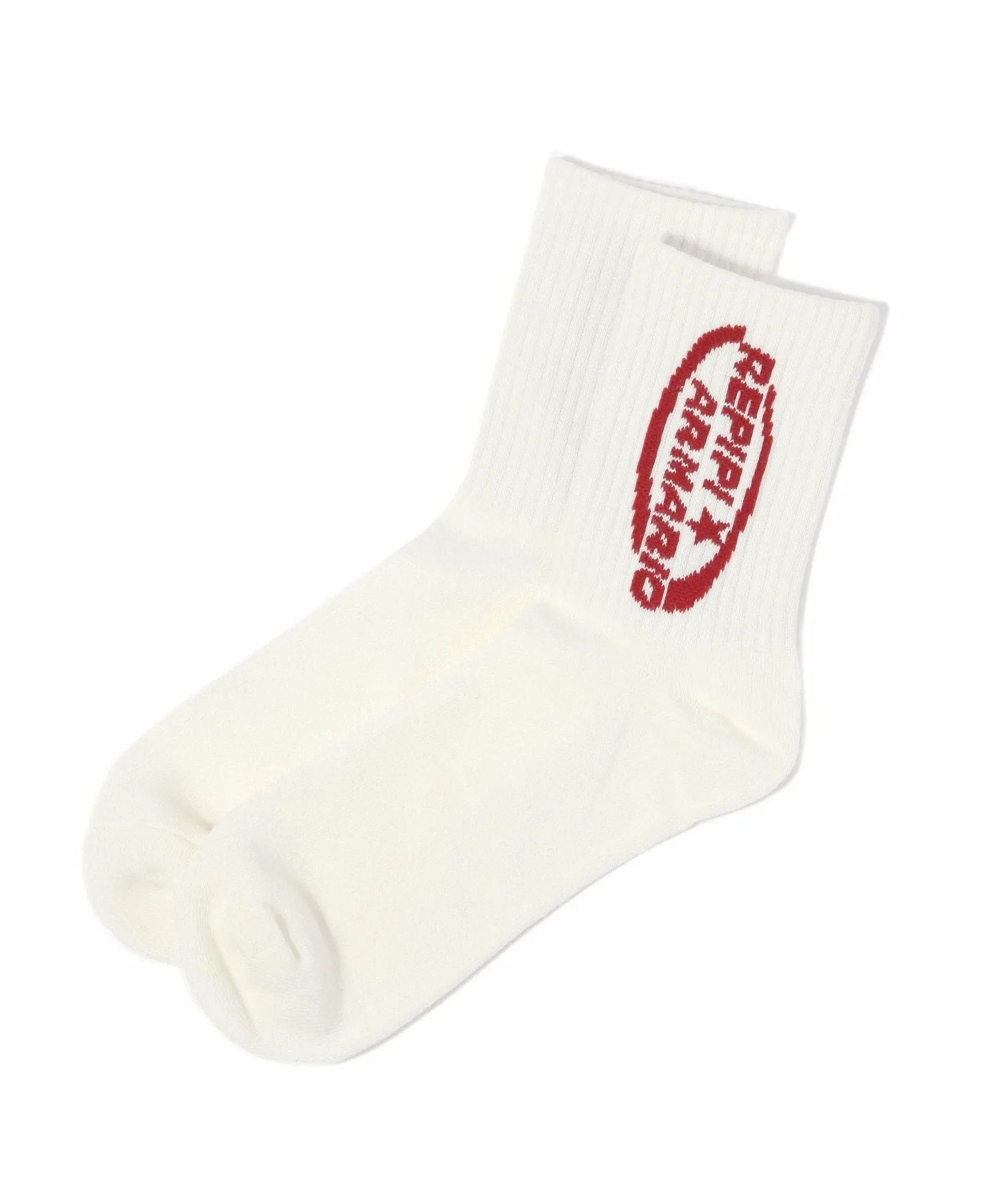Носки с круглым логотипом Repipi armario, White x Red Logo 05