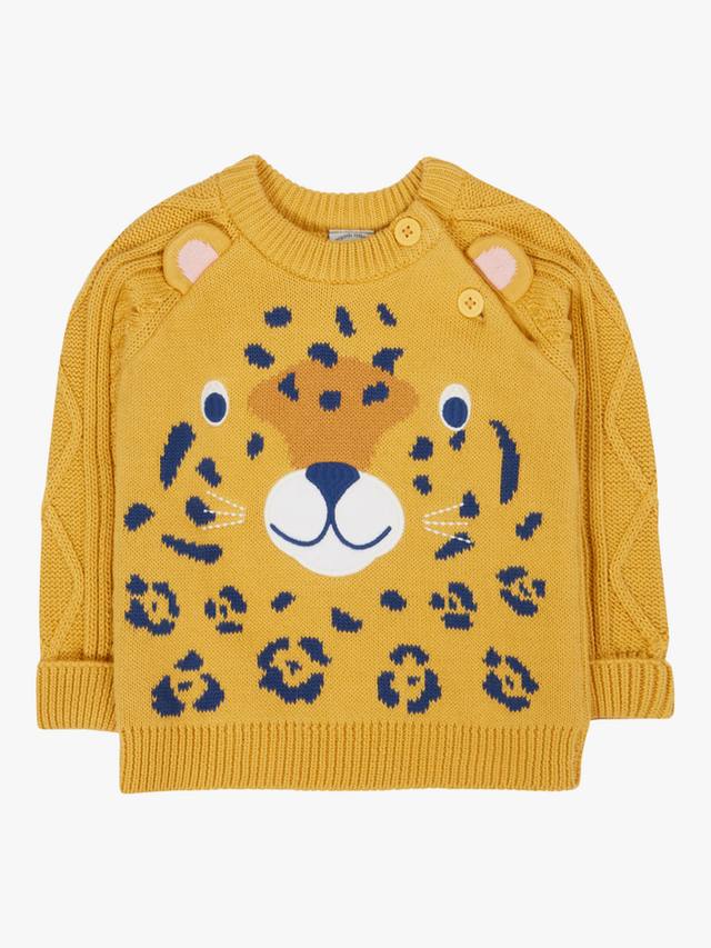 

Детский свитер Caleb Cotton с принтом персонажа Frugi, Primrose/Leopard