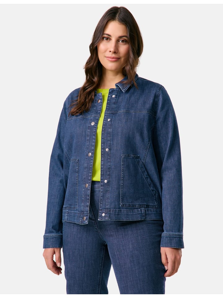 

Джинсовая куртка SAMOON Jacke Jeans + Gewebe, цвет Raw Blue Denim