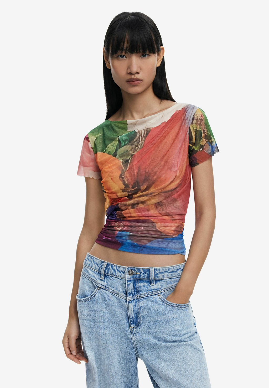 

Футболка с принтом DRAPED - Blouse Desigual, оранжевый