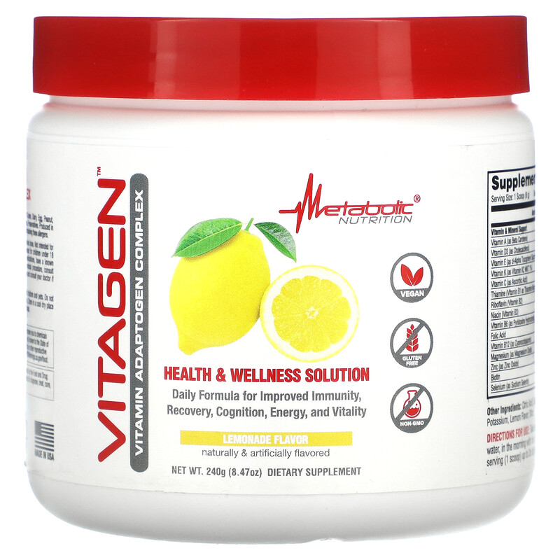

Metabolic Nutrition, VitaGen, лимонад, 240 г (8,47 унции)