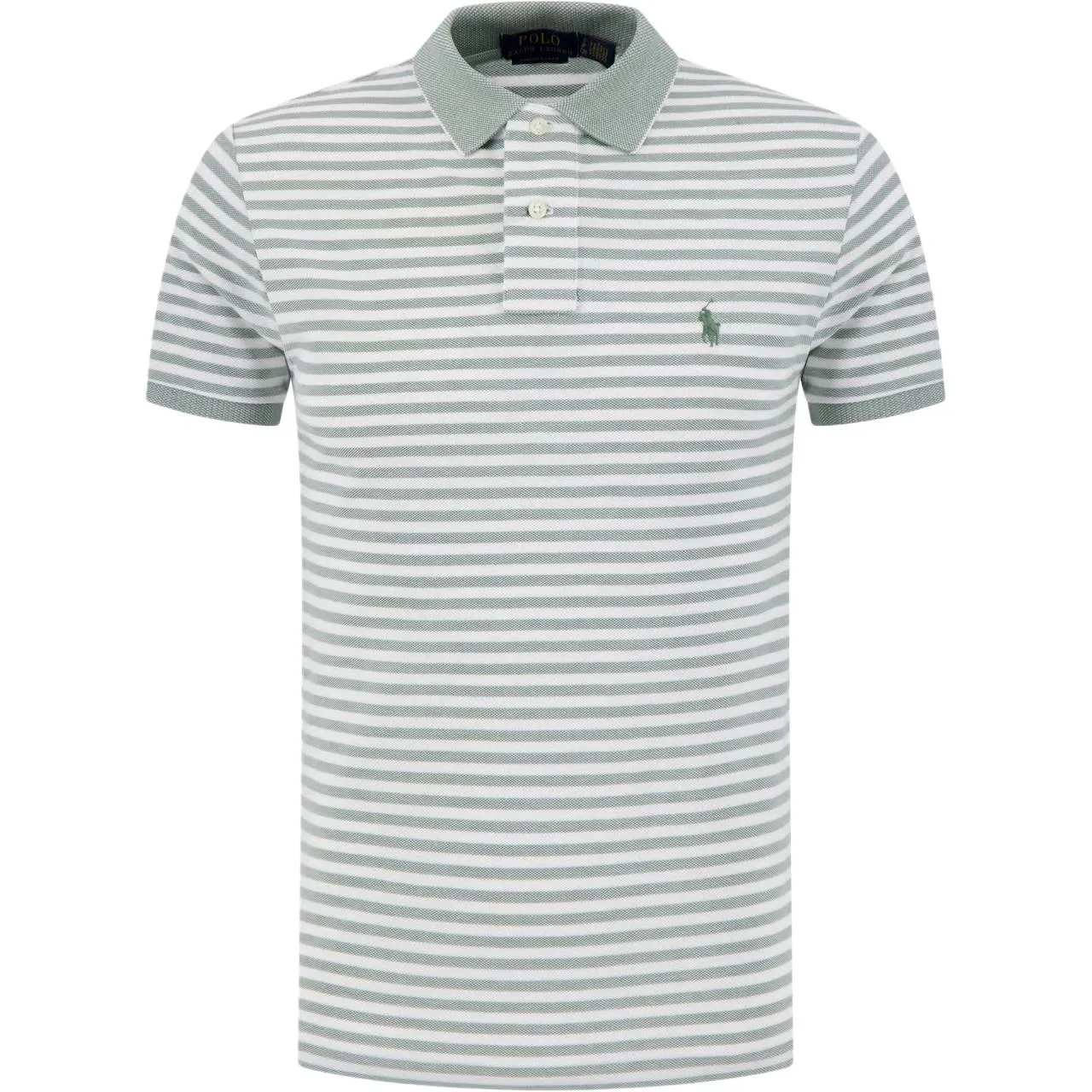 Поло из хлопка в полоску Polo Ralph Lauren, светло-зеленый