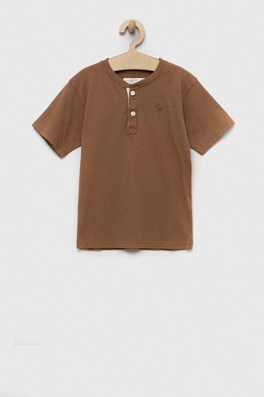 

Детская хлопковая футболка Abercrombie & Fitch, коричневый
