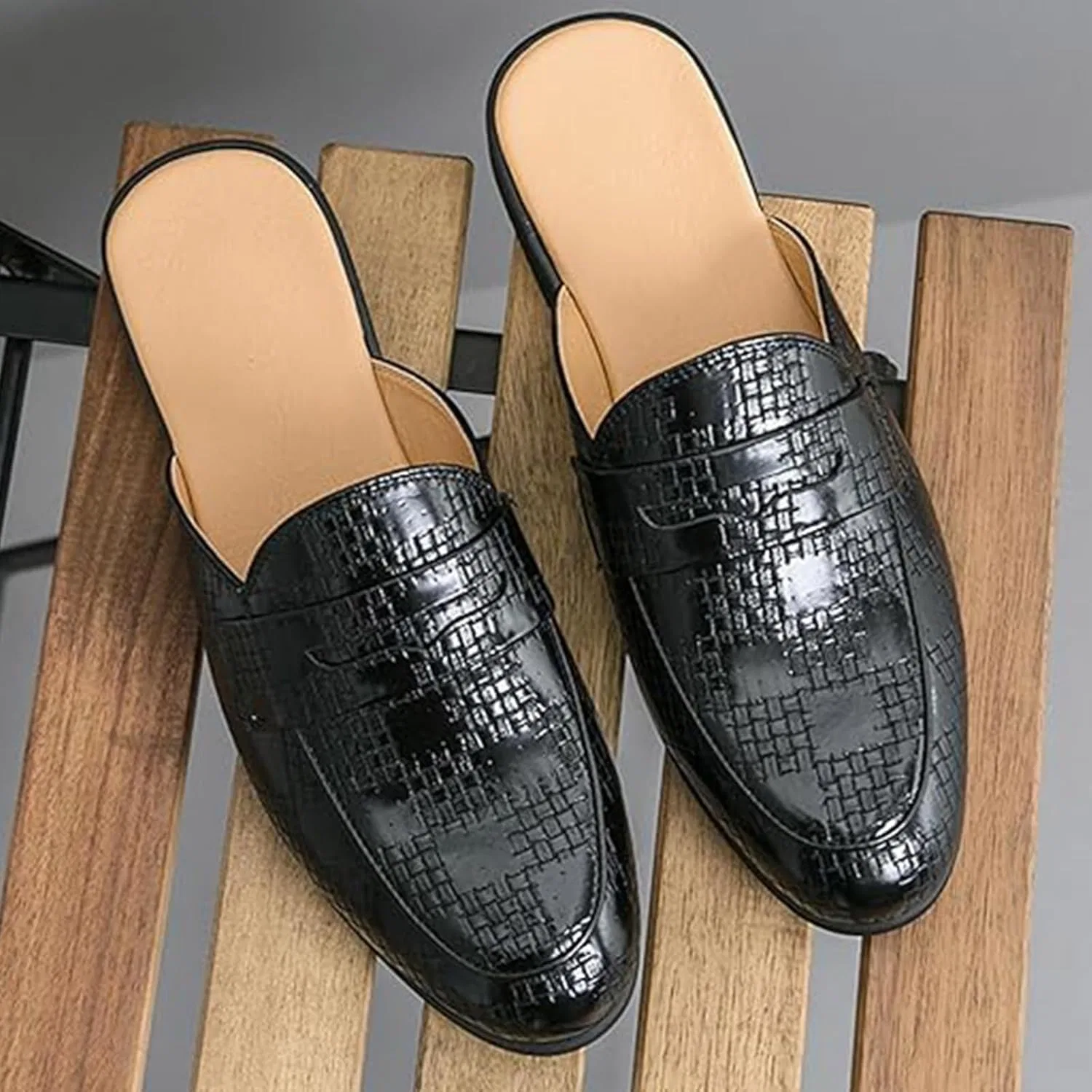 Мужские мюли из натуральной кожи, Loafers & Slip-Ons, Black Xinduoyu — фото 3