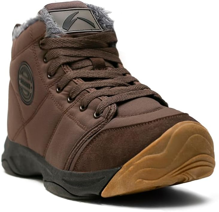 

Мужские зимние треккинговые снежные ботинки UPSOLO, водонепроницаемые, противоскользящие, полностью с меховой подкладкой, повседневные, легкие походные ботинки, коричневый