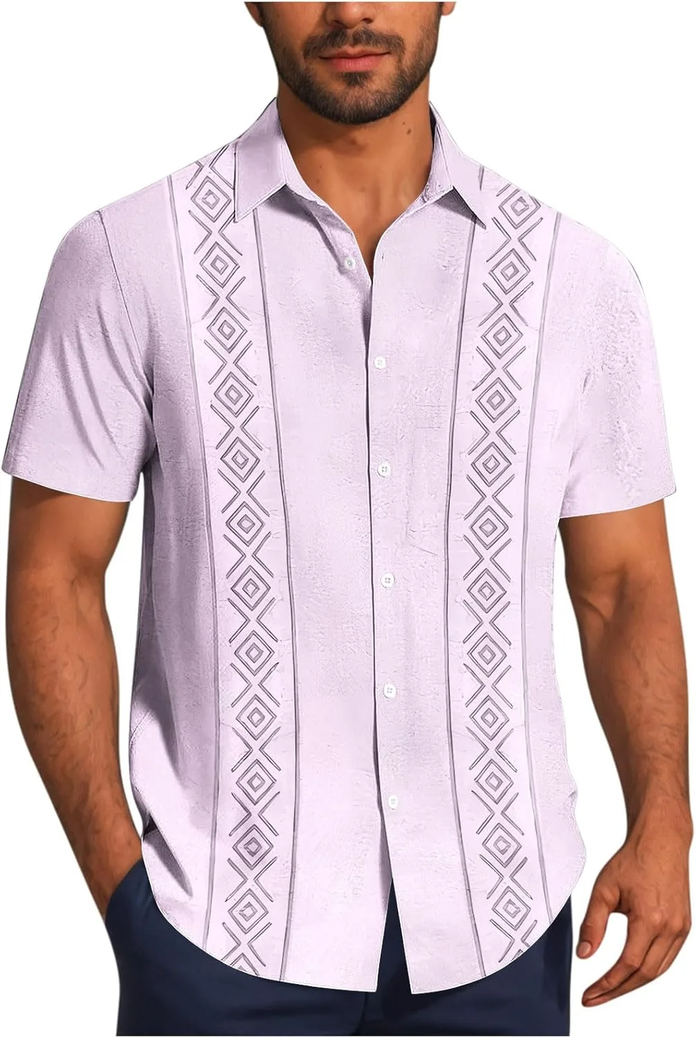 

Мужская пляжная рубашка в стиле хиппи, полосатая, с коротким рукавом Xiaojmake