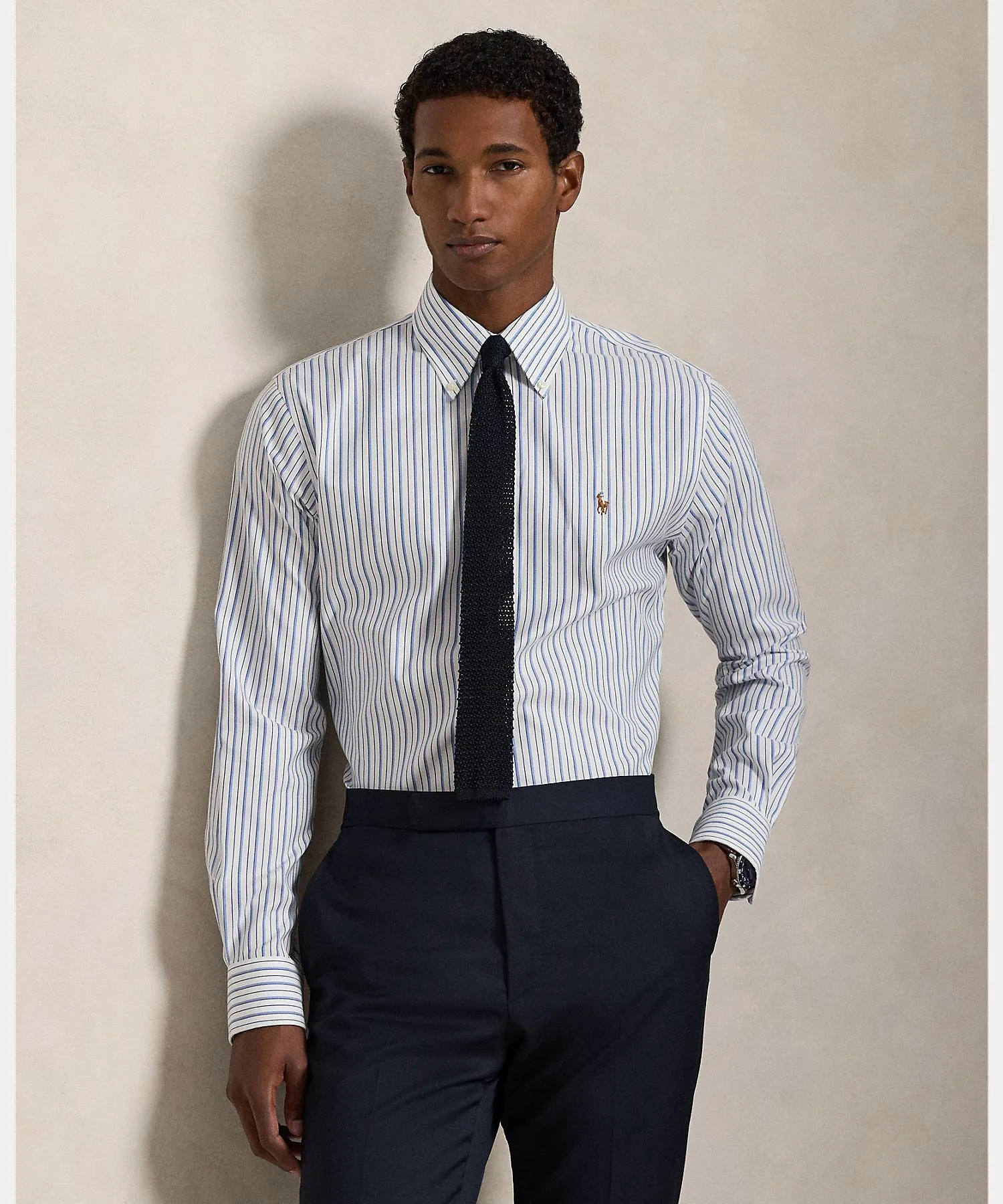 Рубашка «Оксфорд» в полоску, сшитая Polo Ralph Lauren, 100 White