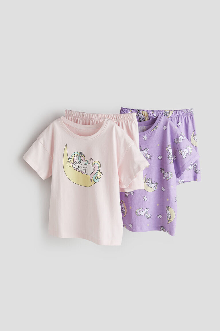 

Две пары пижам из джерси с принтом H&M, розовый