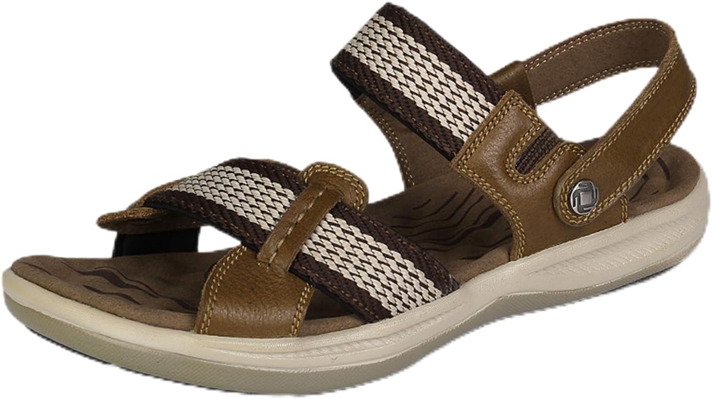 

Мужские походные сандалии Dacnakby, удобные для ходьбы на улице, кожаные с плетеными ремешками, спортивные сандалии с поддержкой свода стопы и амортизирующей стелькой, спортивный стиль, коричневый