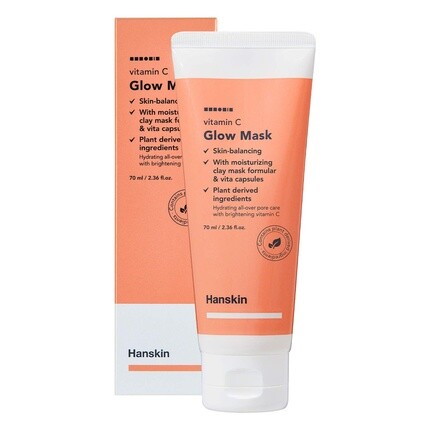 

Hanskin Vitamin C Glow Mask Глиняная маска с аскорбиновой кислотой для сияния кожи и очищения пор, увлажняющая и увлажняющая 70 мл