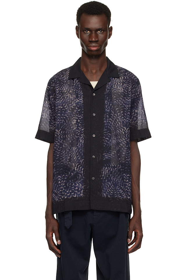 

Квадратная хлопковая рубашка Dries Van Noten, синий