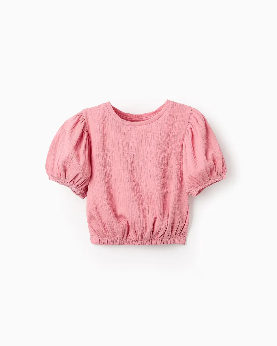 

Футболка для девочек из фактурной ткани с короткими рукавами Zippy, цвет Rosa