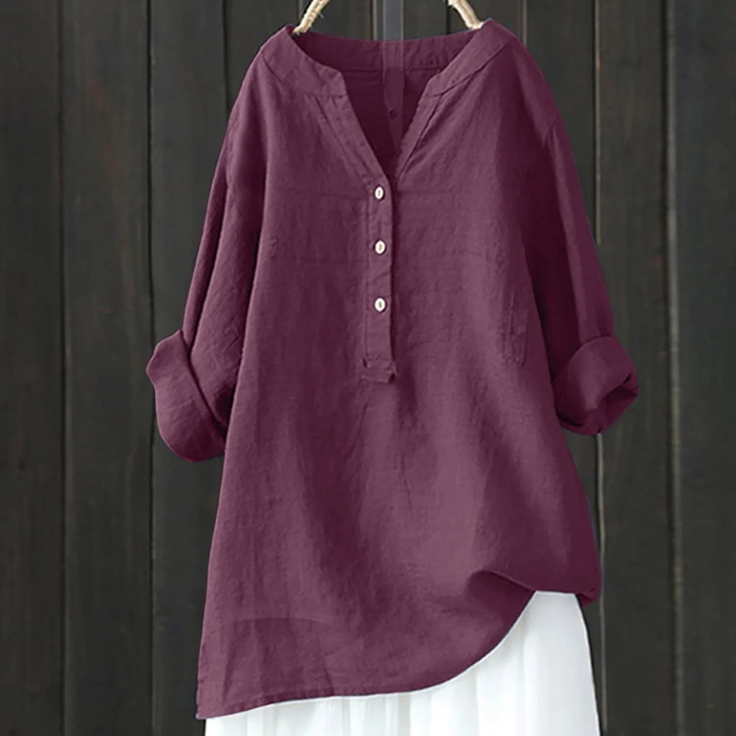 Блуза длинная свободная Women's T-Shirt, красный — фото 2