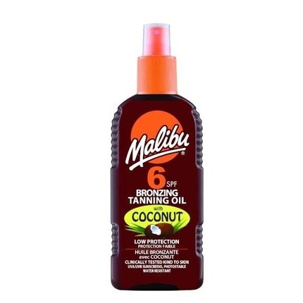 Бронзирующее масло-спрей для загара с кокосом Spf6 200мл, Malibu — фото 2