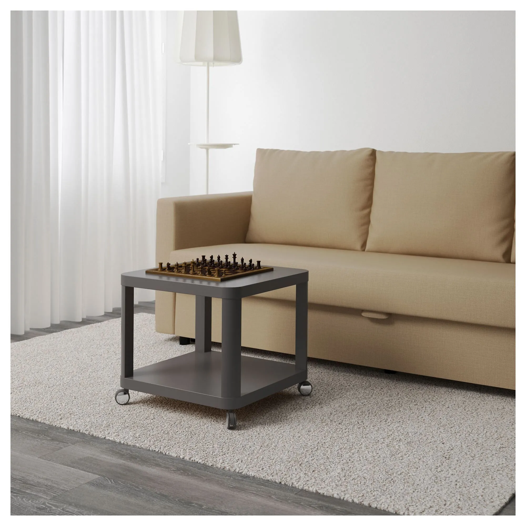 Приставной столик на колесиках, серый, 50x50 см, TINGBY IKEA — фото 3