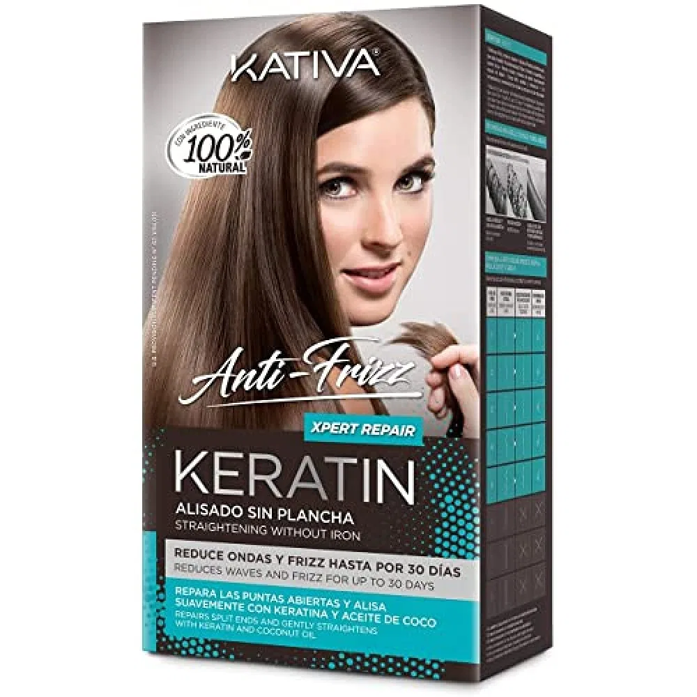 Средство KATIVA Keratin Antifrizz Alisado Sin Plancha для выпрямления волос, 30 слайдов Kativa
