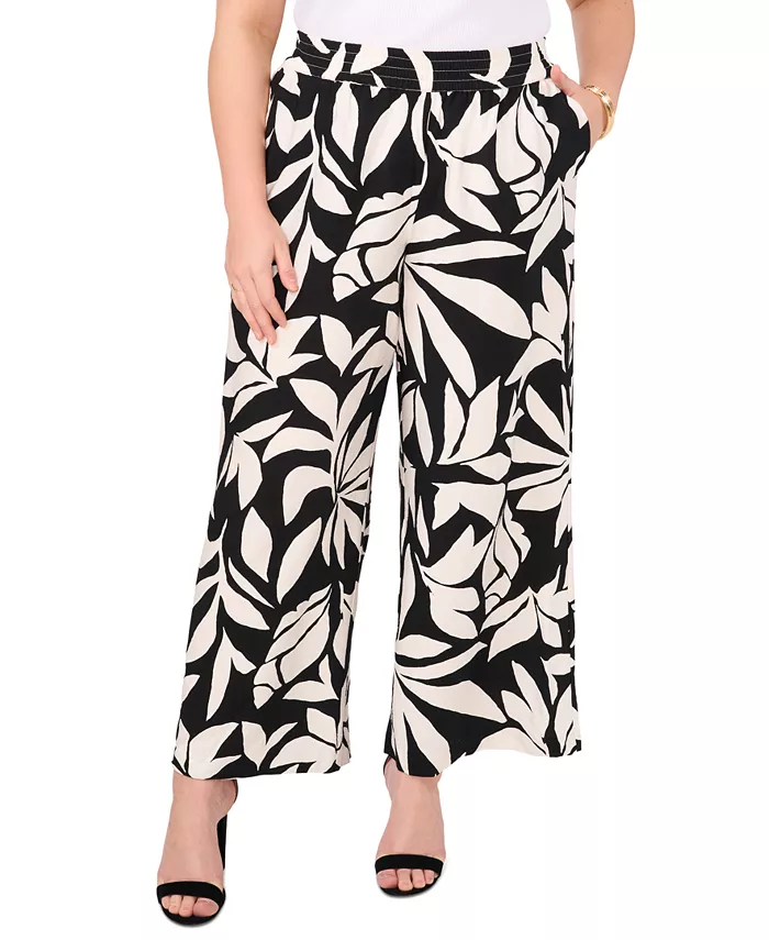 

Брюки Plus Size с принтом, на кулиске и расклешенные Vince Camuto, черный