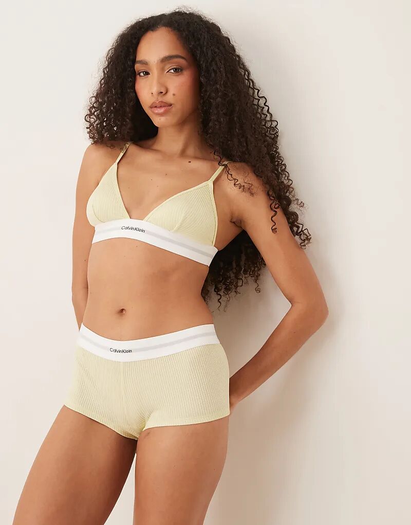 

Модальные шорты Calvin Klein в рубчик нежно-желтого цвета