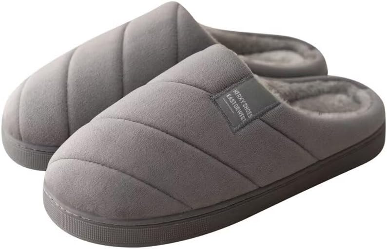 

Мужские и женские нескользящие лаконичные теплые зимние домашние тапочки Zonkacen, серый