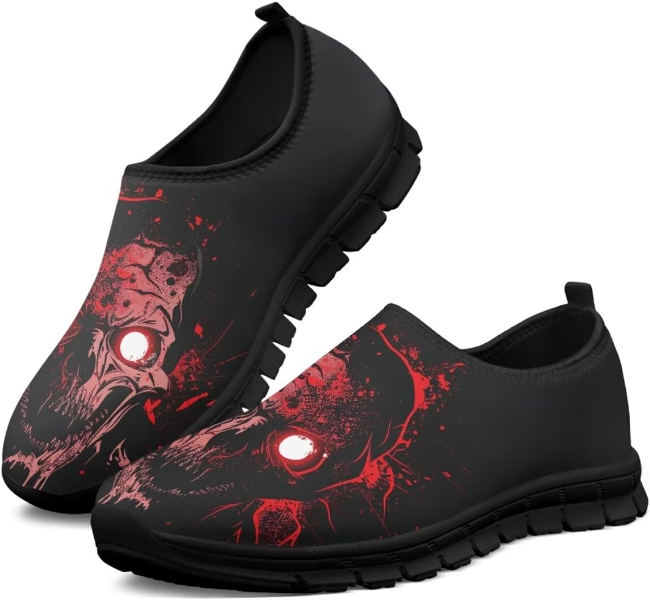 

Мужские слипоны Twousenru, удобные повседневные лоферы, широкие, с нескользящей подошвой, обувь для работы, домашние тапочки, легкие кроссовки для улицы, Gothic Skulls